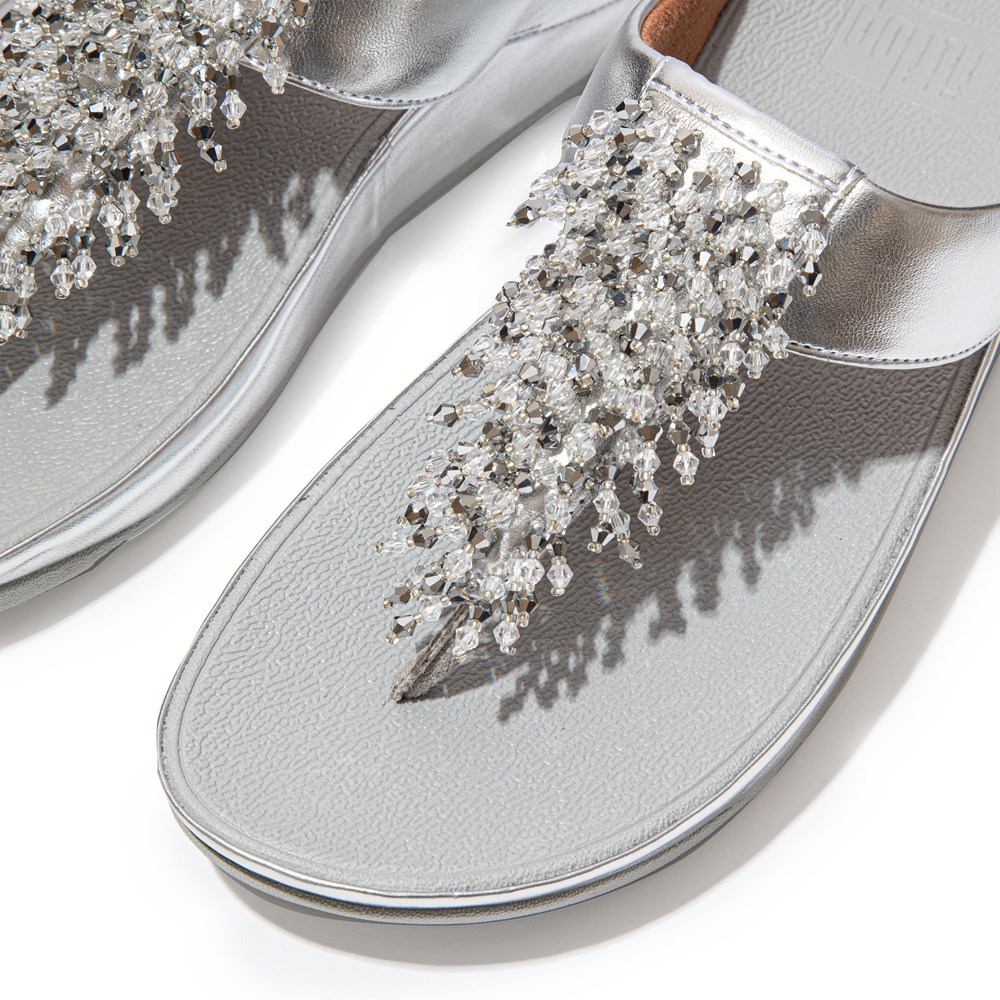 Fitflop Womens Sandals Silver - Rumba Beaded Toe-post - 34JILOQNP